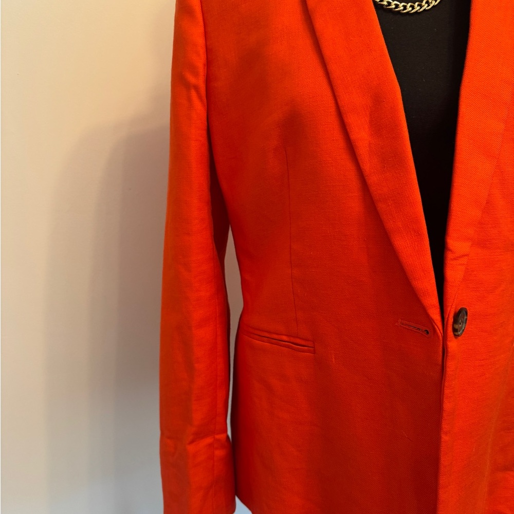 J CREW Red/Orange Women's Parke Linen Blazer - Picture 4 of 9